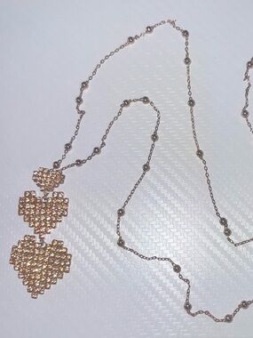 BCBGeneration Triple Heart Rose Gold Beaded Pendant Necklace